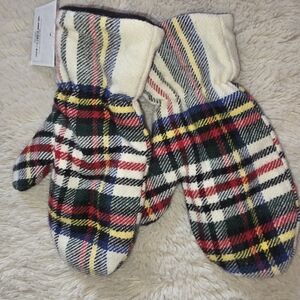 Multi-color Stewart Plaid Natural Wool Mittens Size Medium